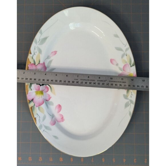 Noritake China Azalea 13 3/4" Hand-Painted Oval Tray platter green M wreath mark - Picture 8 of 13